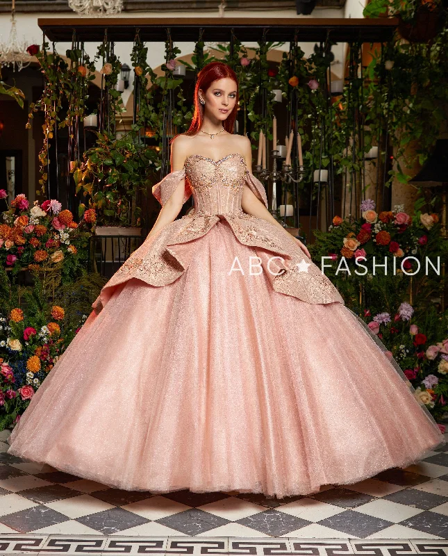 Lace Bodice Corset Quinceanera Dress by Ragazza EV07-607 Tunics Satin smooth