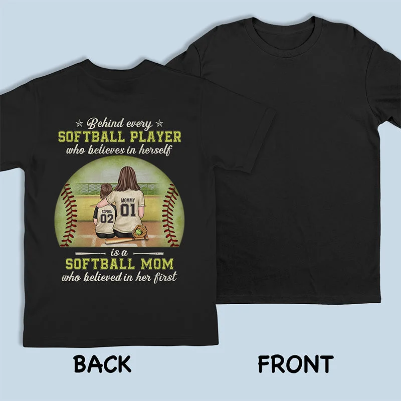 Behind Every Softball Player - Family Personalized Custom Unisex T-shirt, Hoodie, Sweatshirt - Gift For Family Members