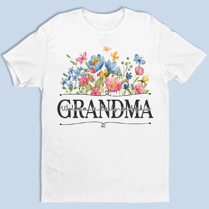 Blossoming Flower Garden For Grandma - Family Personalized Custom Unisex T-shirt, Hoodie, Sweatshirt - Mother's Day, Gift For Mom, Grandma