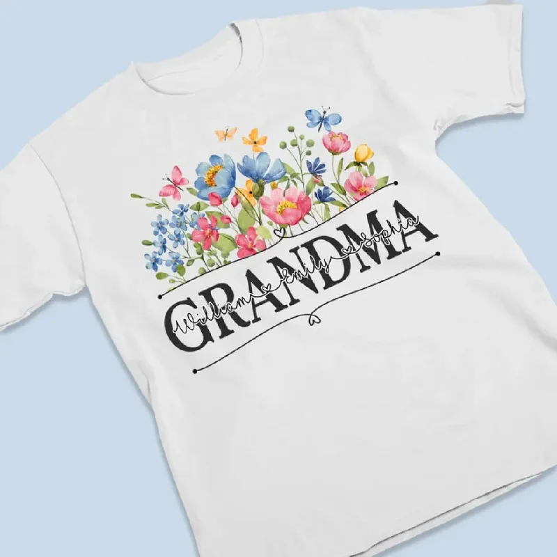 Blossoming Flower Garden For Grandma - Family Personalized Custom Unisex T-shirt, Hoodie, Sweatshirt - Mother's Day, Gift For Mom, Grandma