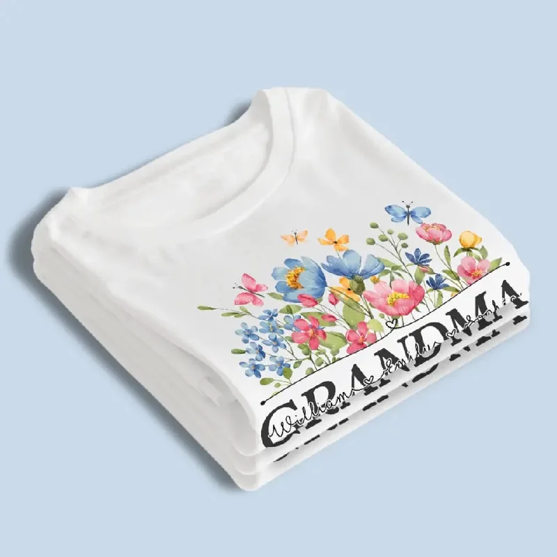 Blossoming Flower Garden For Grandma - Family Personalized Custom Unisex T-shirt, Hoodie, Sweatshirt - Mother's Day, Gift For Mom, Grandma