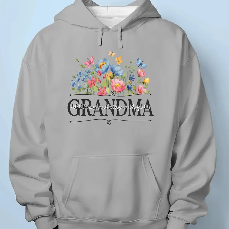 Blossoming Flower Garden For Grandma - Family Personalized Custom Unisex T-shirt, Hoodie, Sweatshirt - Mother's Day, Gift For Mom, Grandma