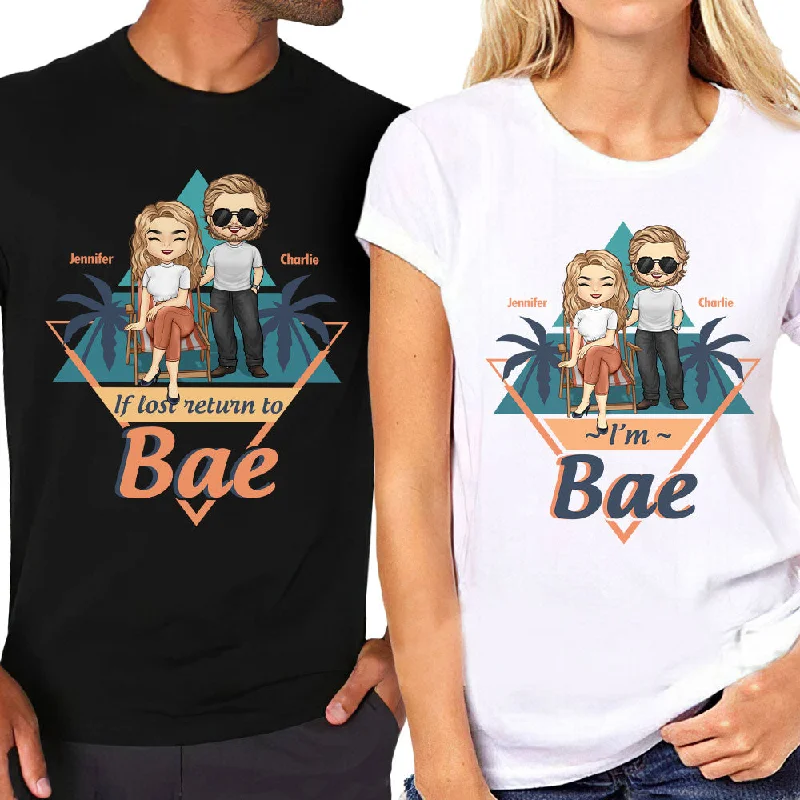 If Lost Return To Bae - Personalized Matching Couple T-Shirt - Gift For Couple, Husband Wife, Anniversary, Engagement, Wedding, Marriage Gift