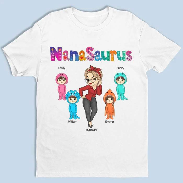 Nanasaurus & Her Kids - Family Personalized Custom Unisex T-shirt, Hoodie, Sweatshirt - Mother's Day, Birthday Gift For Mom, Grandma