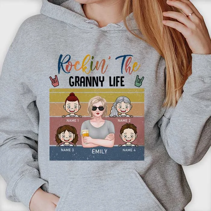 Rockin' Living The Grandma Life - Gift For Grandma, Personalized Unisex T-shirt, Hoodie