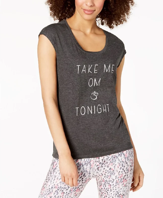 Gaiam Women's Take Me Om Graphic Yoga T-Shirt, Charcoal Heather, S