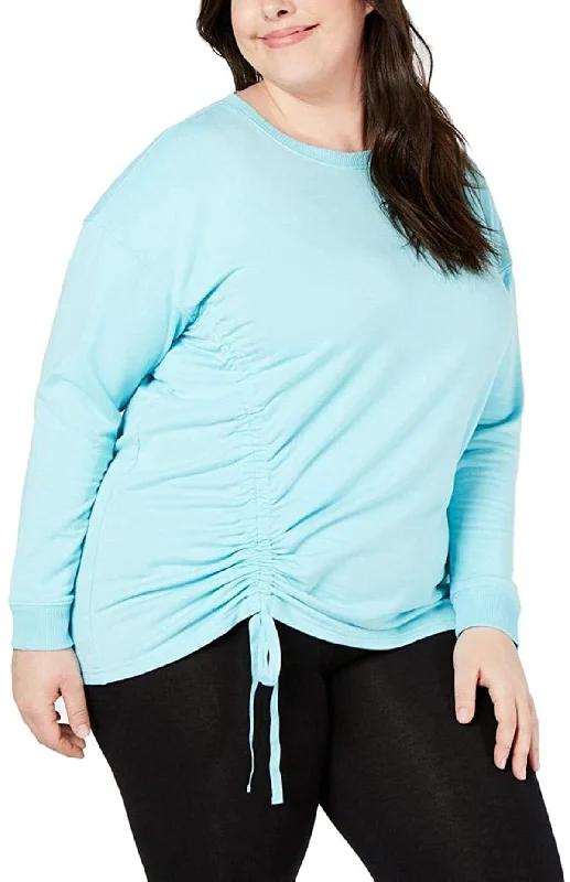 Ideology Plus Women's Crewneck Ruched-Side Top, Crystal Mist, 2X