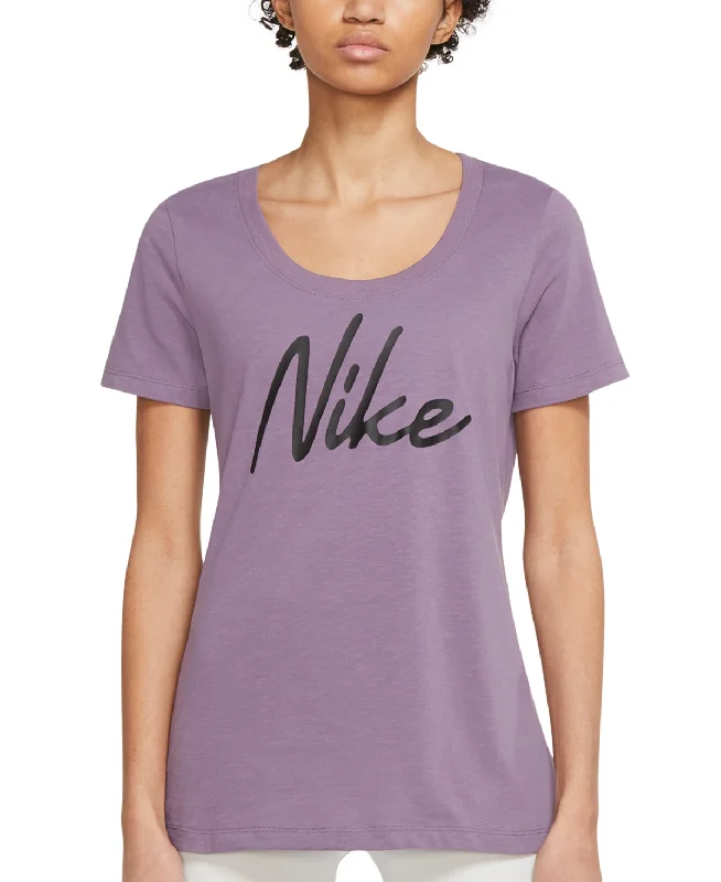 Nike Women's Dri-FIT Logo Training T-Shirt, Purple, L