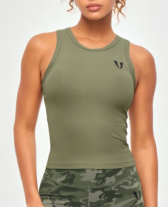 Ribbed Workout Tank - Olive Green