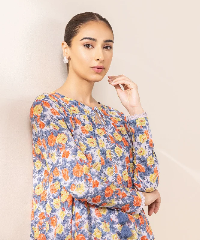 Printed Lawn Flared Shirt