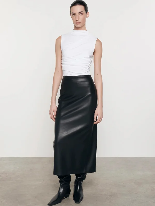 Ankle Length Leather Skirt