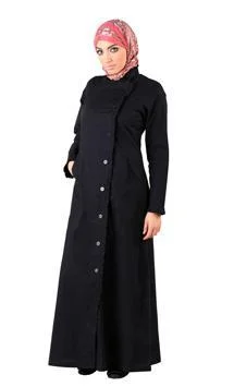 Trench Coat Style Button Down Abaya Dress