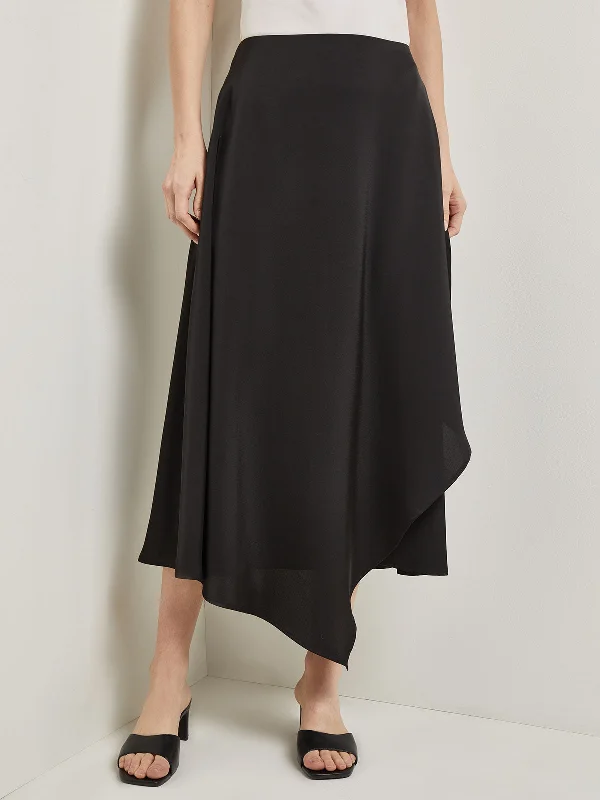 Asymmetrical Charmeuse Maxi Skirt