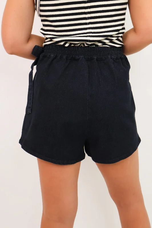 Black Braided Denim Skort