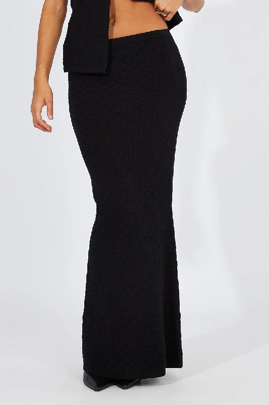 Black Knit Skirt High Rise