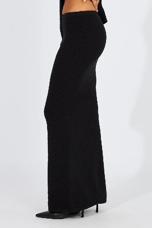 Black Knit Skirt High Rise