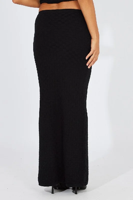 Black Knit Skirt High Rise