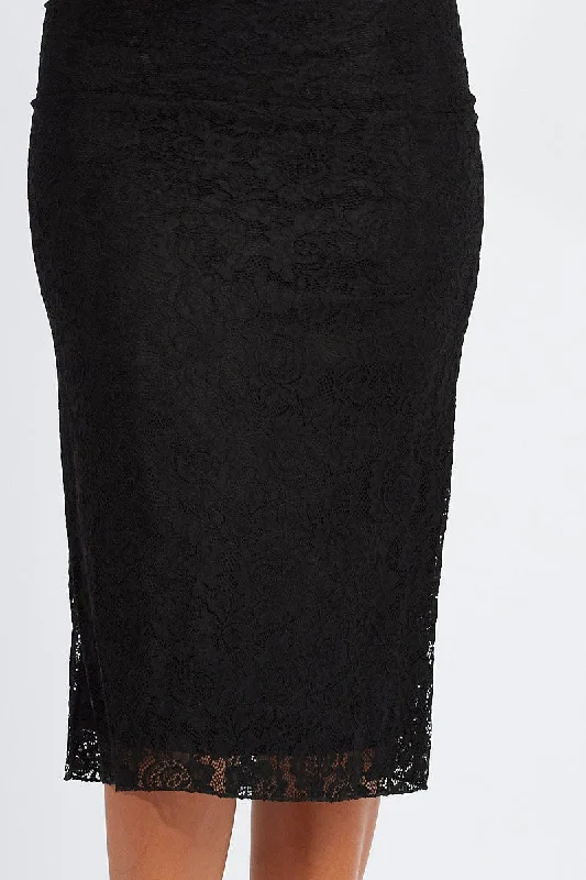 Black Lace Skirt High Rise