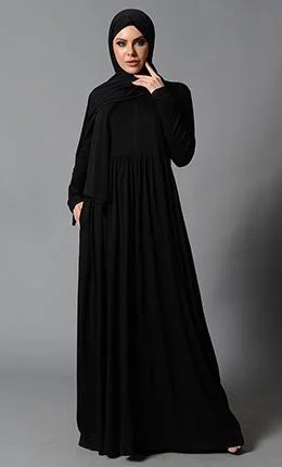 Everyday Wear Zipper Front Bodice Casual Abaya Dress