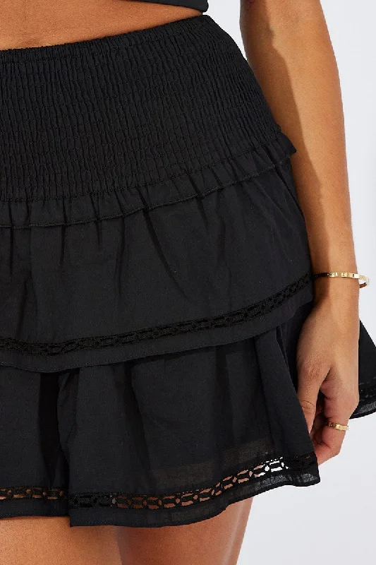 Black Skater Skirt High Rise Mini