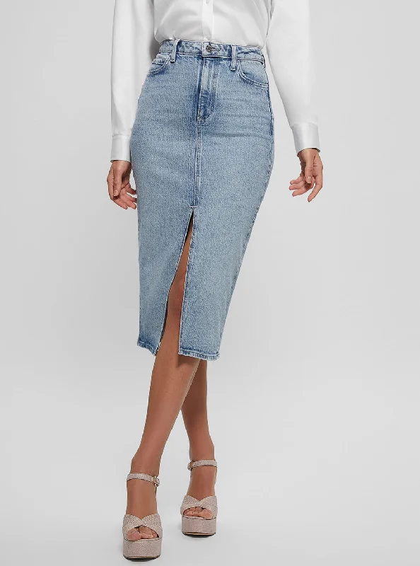 Blue Mila Denim Midi Skirt