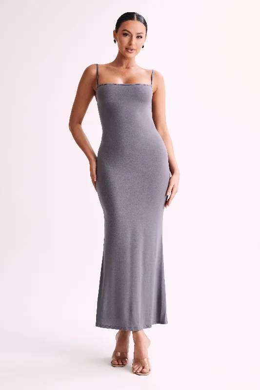 Cassie Modal Fishtail Maxi Dress - Slate Grey