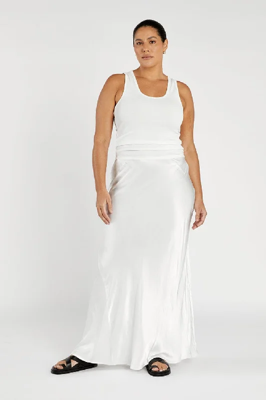 CHARLI WHITE SATIN MAXI SKIRT