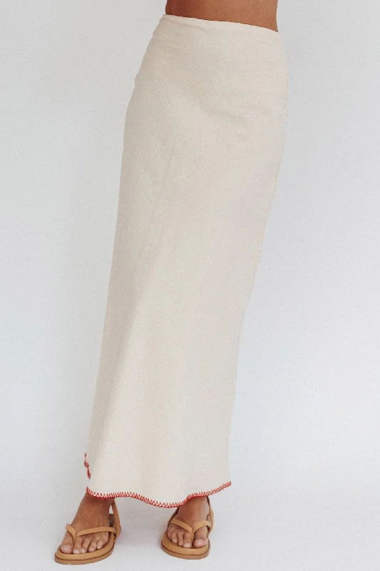 Dose Of Sunshine Blanket Stitch Skirt Beige