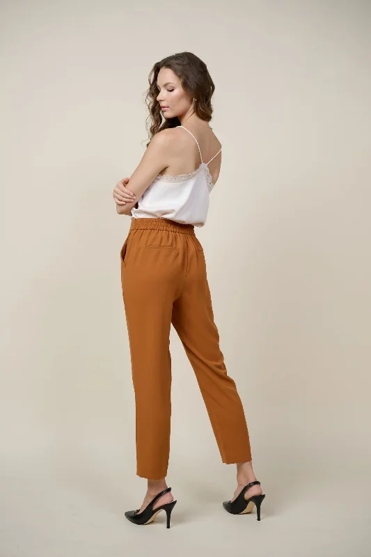 Elastic Waist Tapered Pants