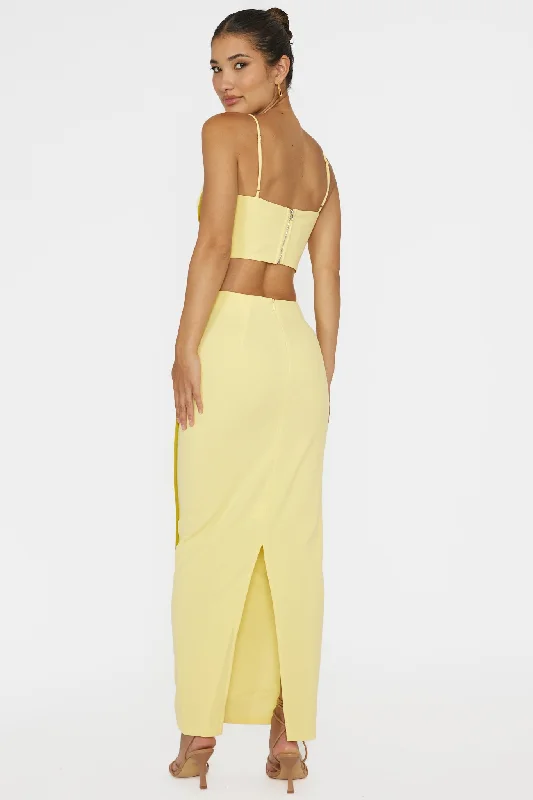 Ferrera Piping Trim Maxi Skirt Yellow