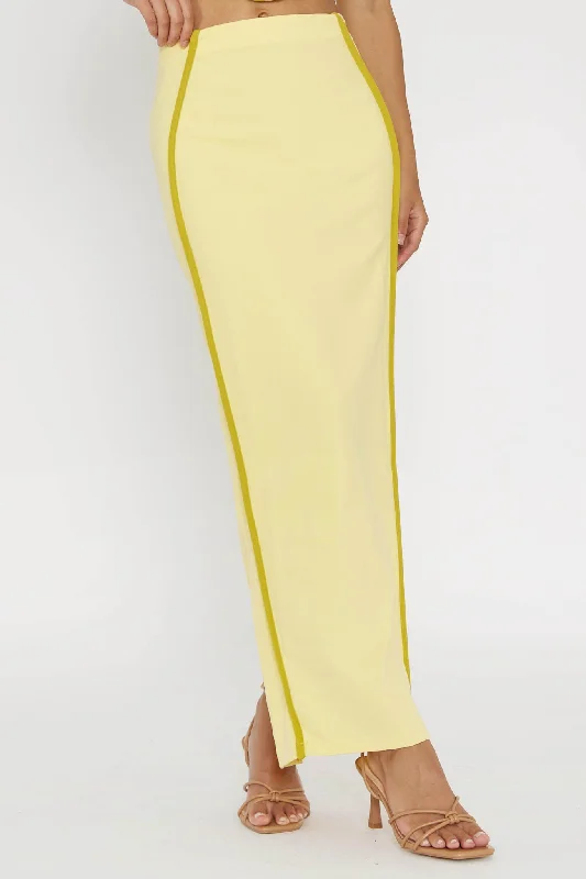 Ferrera Piping Trim Maxi Skirt Yellow