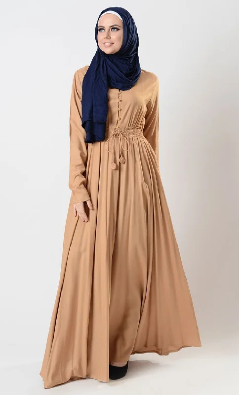 Flared Skirt Soft Rayon Abaya Dress