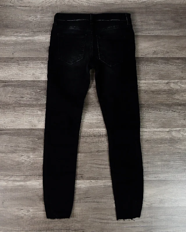 Free People - Shark Bite Raw-Hem Ripped Crop Skinny Jeans in Black