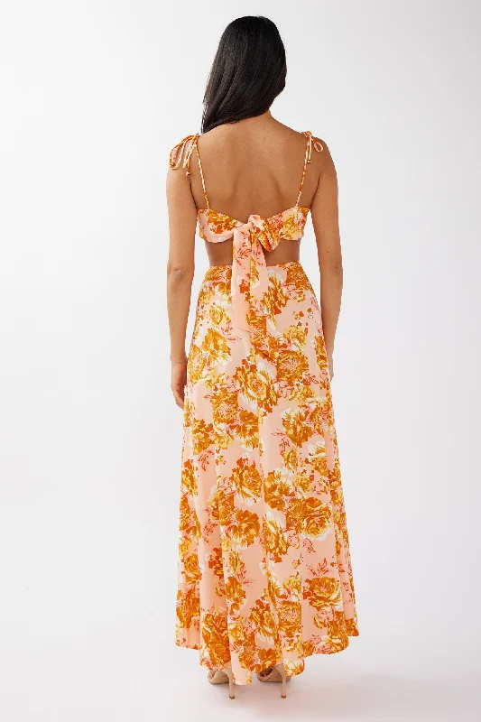 Gabbi Maxi Skirt Floral Print Orange