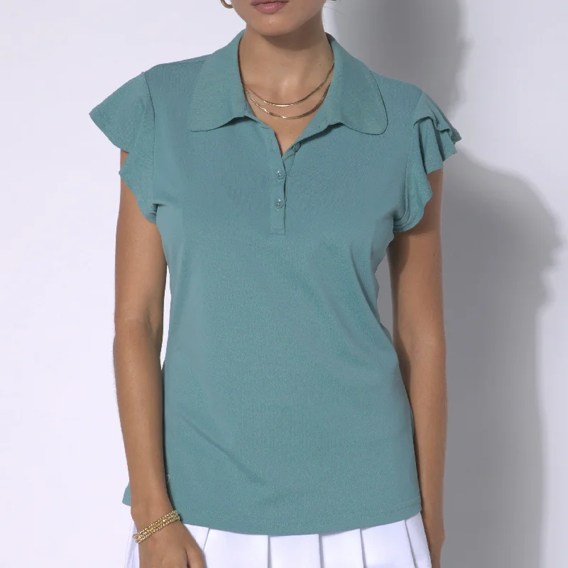 GG Blue Harper Flutter Sleeve Cap Sleeve Shirt- Matcha