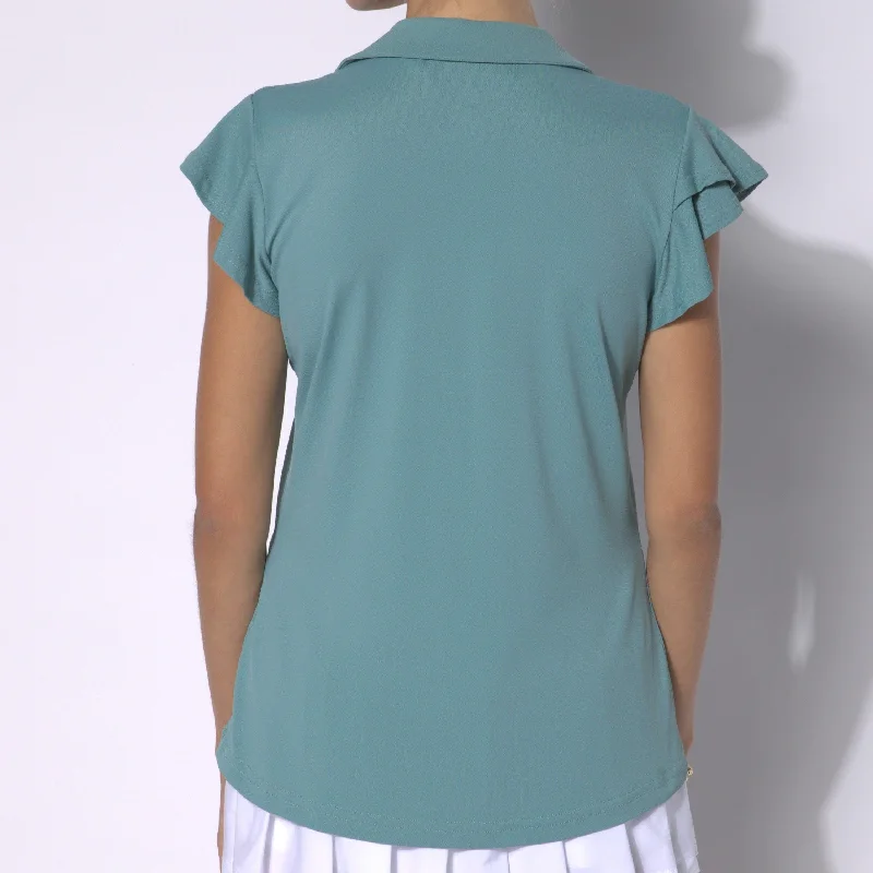 GG Blue Harper Flutter Sleeve Cap Sleeve Shirt- Matcha