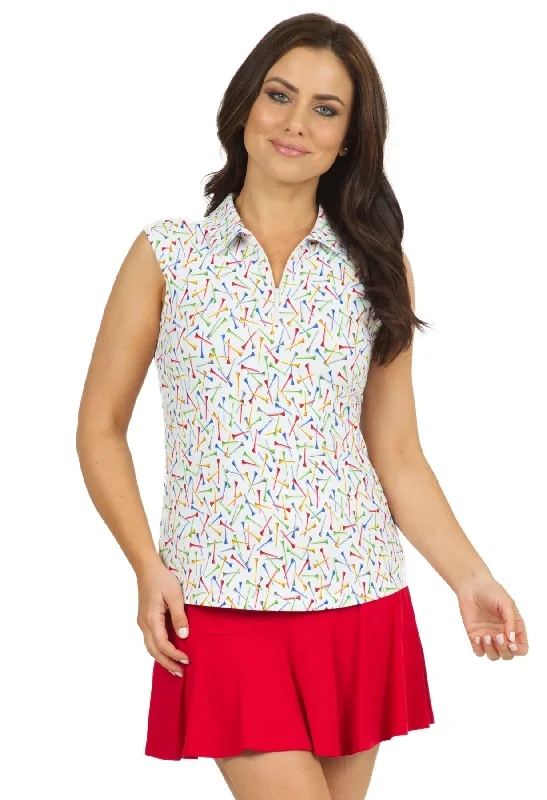 IBKUL Women's Sleeveless Golf Sun Shirt- Paulina Tee Print