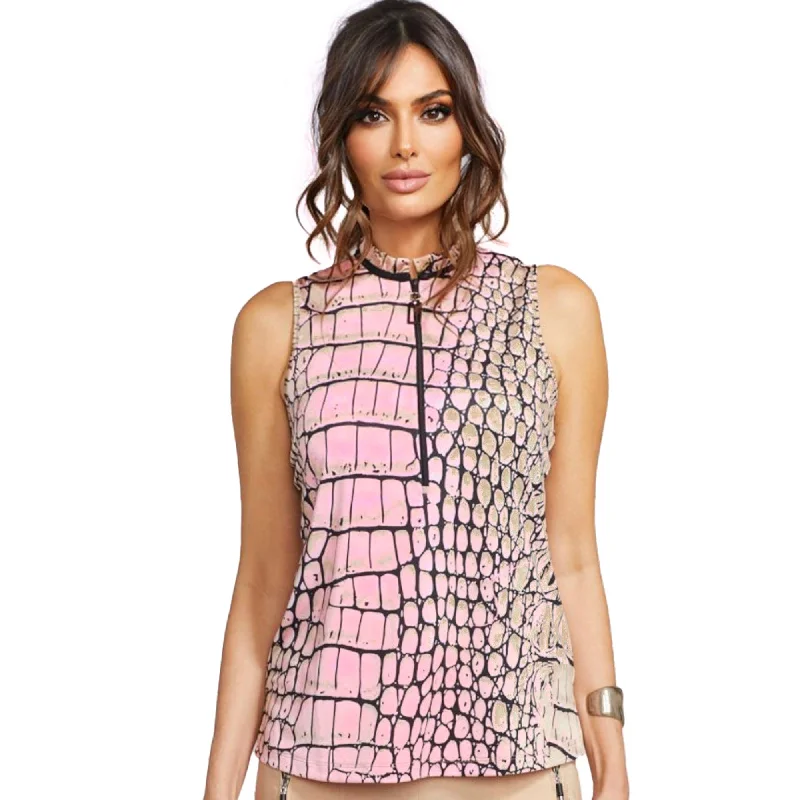 Jamie Sadock Cotton Candy Collection: Caiman Print Sleeveless Shirt