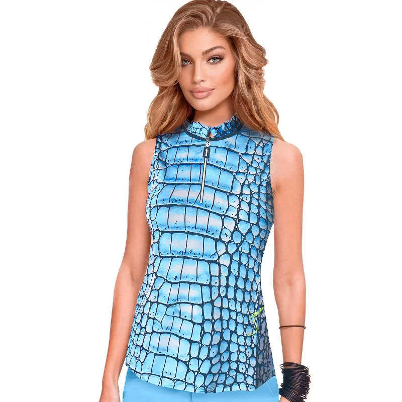 Jamie Sadock Electra Collection: Caiman Print Sleeveless Shirt