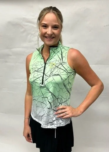 Jamie Sadock Spearmint Collection: Runaway Heart Print Sleeveless Shirt