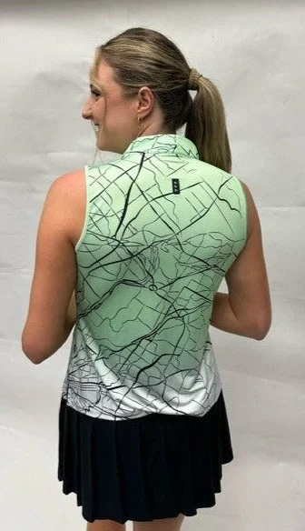 Jamie Sadock Spearmint Collection: Runaway Heart Print Sleeveless Shirt