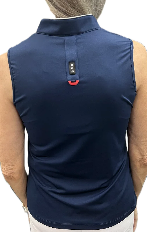 Jamie Sadock Spirit Basic Collection: Women's Sleeveless Shirt-Navy with Studded Stars