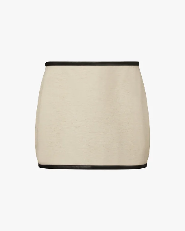 Leather Trim Mini Skirt