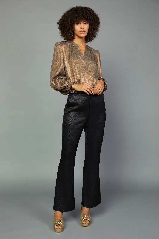 Leopard Jacquard Flare Pants