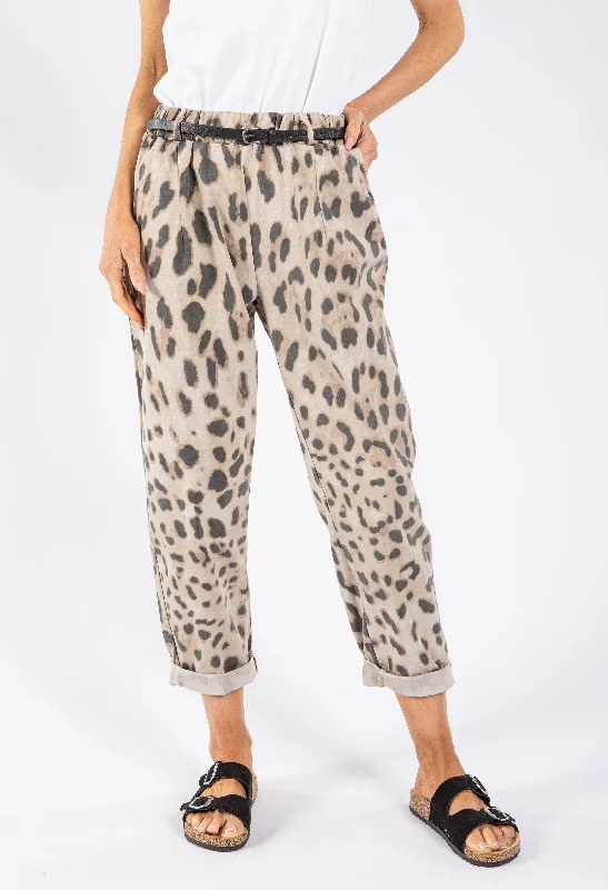 Leopard Print Belted Trousers