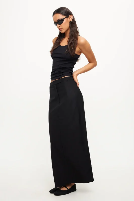 LIONESS Minimalist Maxi Skirt Onyx