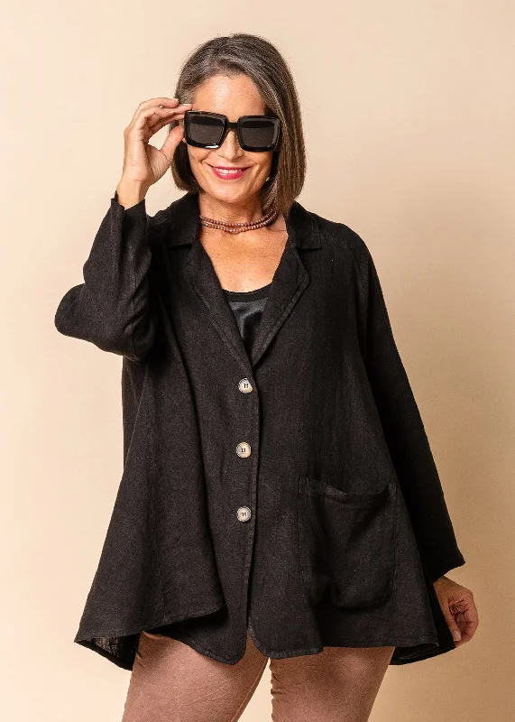 Manjula Linen Jacket in Onyx