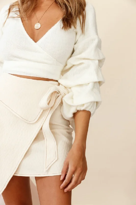 Martini Fold-Over Wrap Skirt Beige