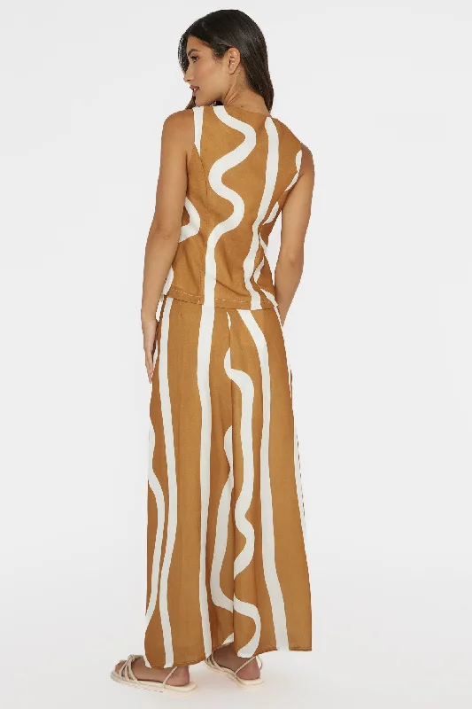 Meet Me There Maxi Skirt Abstract Tan