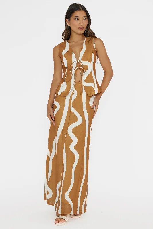 Meet Me There Maxi Skirt Abstract Tan